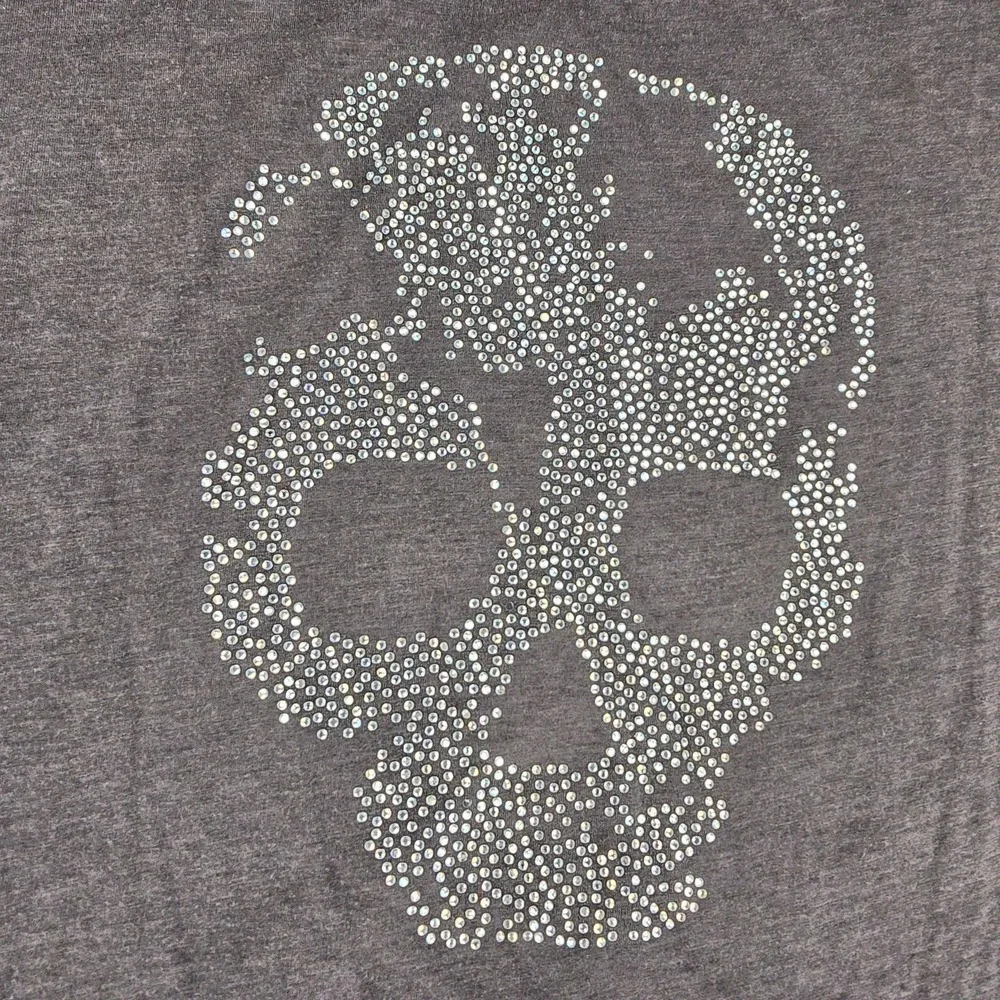 Rock & Republic Shirt Womens 2XL Gray Skull Rhinestone Tank Top Sleeveless Punk - Picture 3 of 6